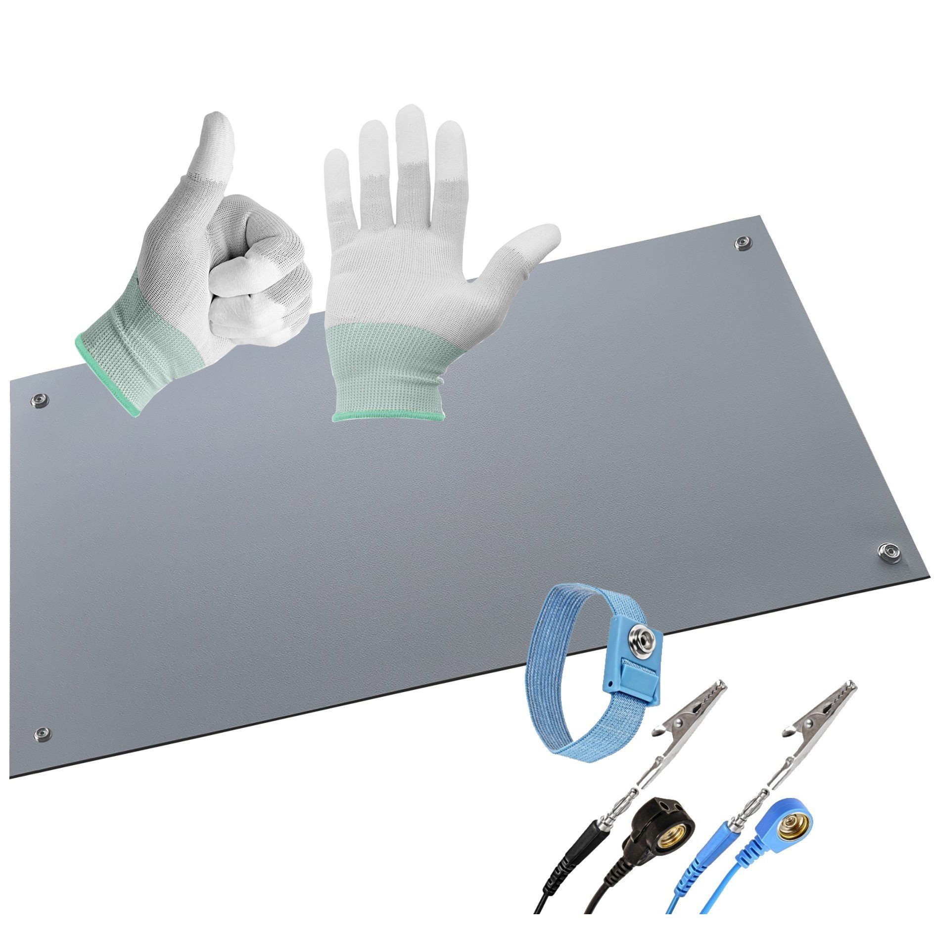 ESD Minadax Handschuhe + Kabel + Manschette + Antistatik-Matte 60x120cm Reparatur-Set