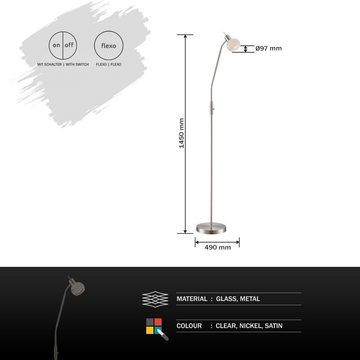 Globo Stehlampe Stehleuchte Wohnzimmer Stehlampe LED Glas Höhe 145 cm Warmweiß