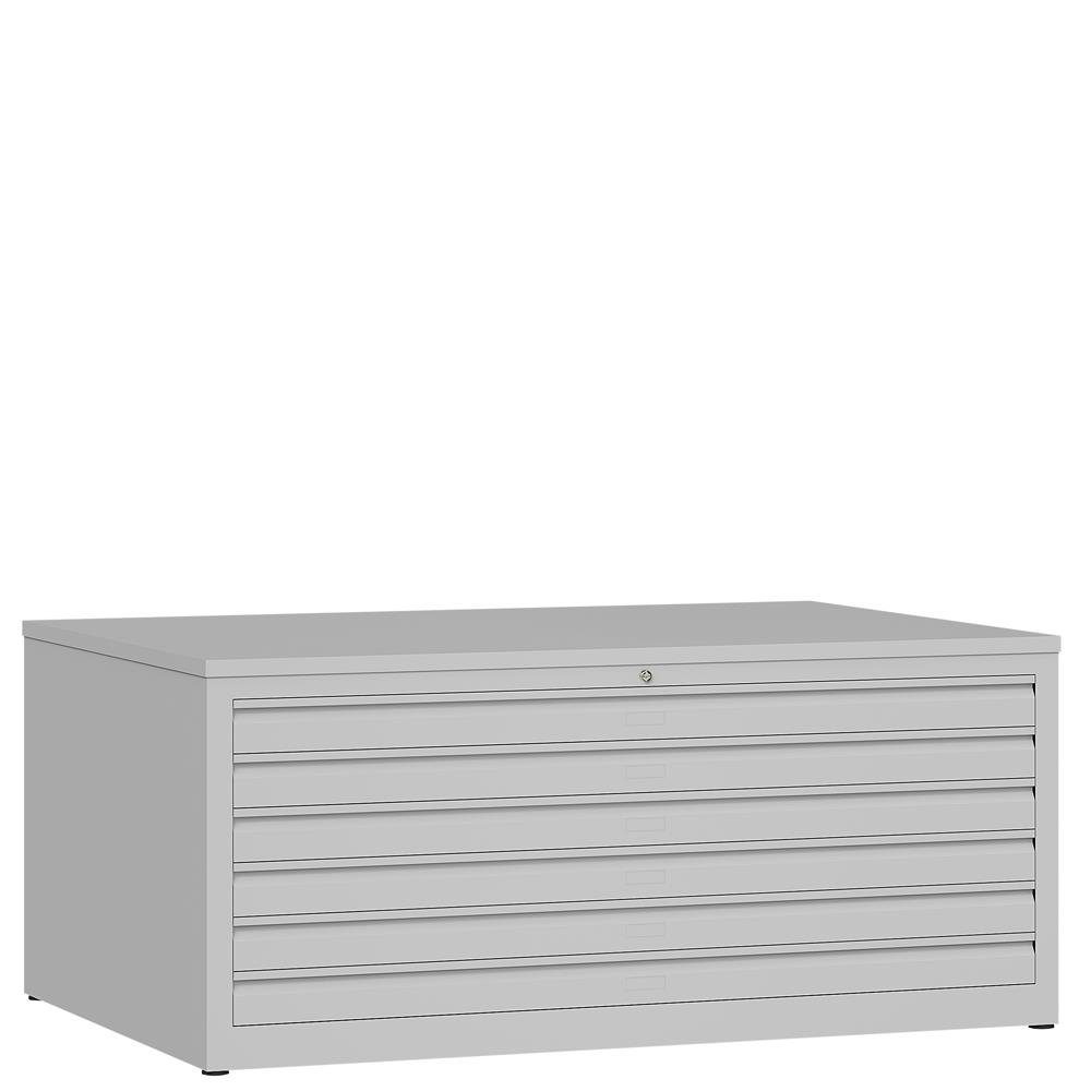 Steelboxx Mehrzweckschrank Lüllmann® Zeichnungsschrank, DIN Grau montiert Komplett 605 Schubladen 6 verschweißt - und x (1-St) x | erforderlich mm 1405 A0, 955 keine Montage Lichtgrau