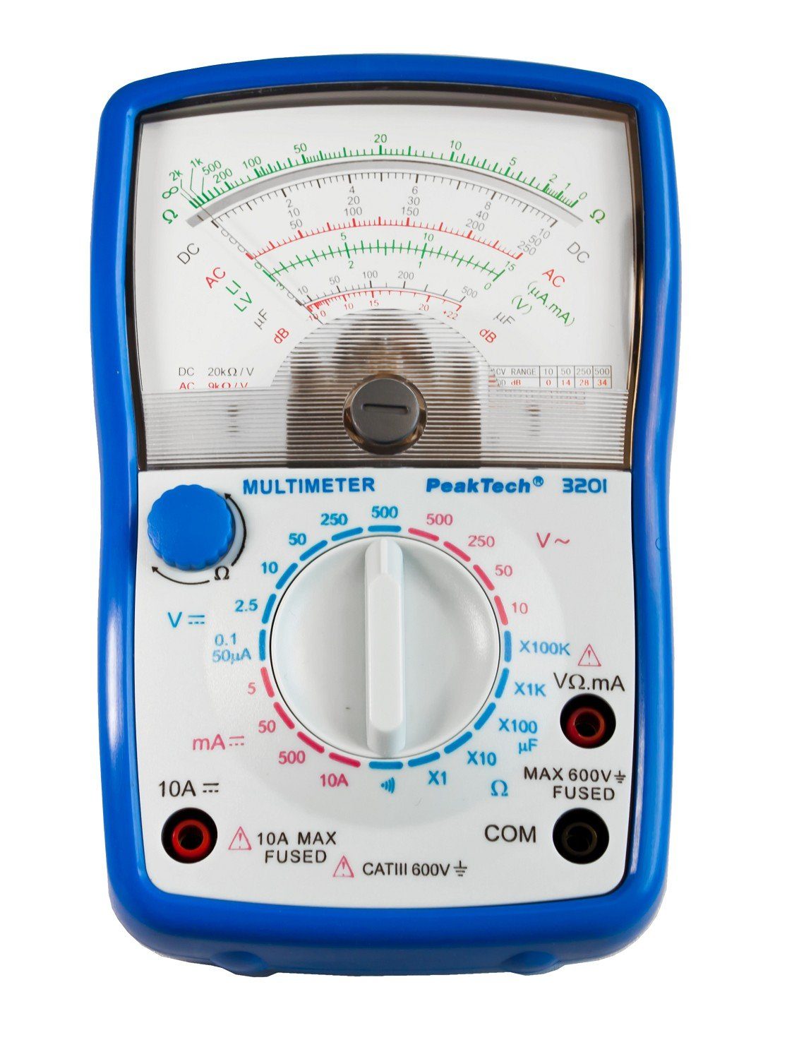 3201: AC/DC, Analoges PeakTech Multimeter 10 V PeakTech DC, Multimeter ~ P St) 500 A (1