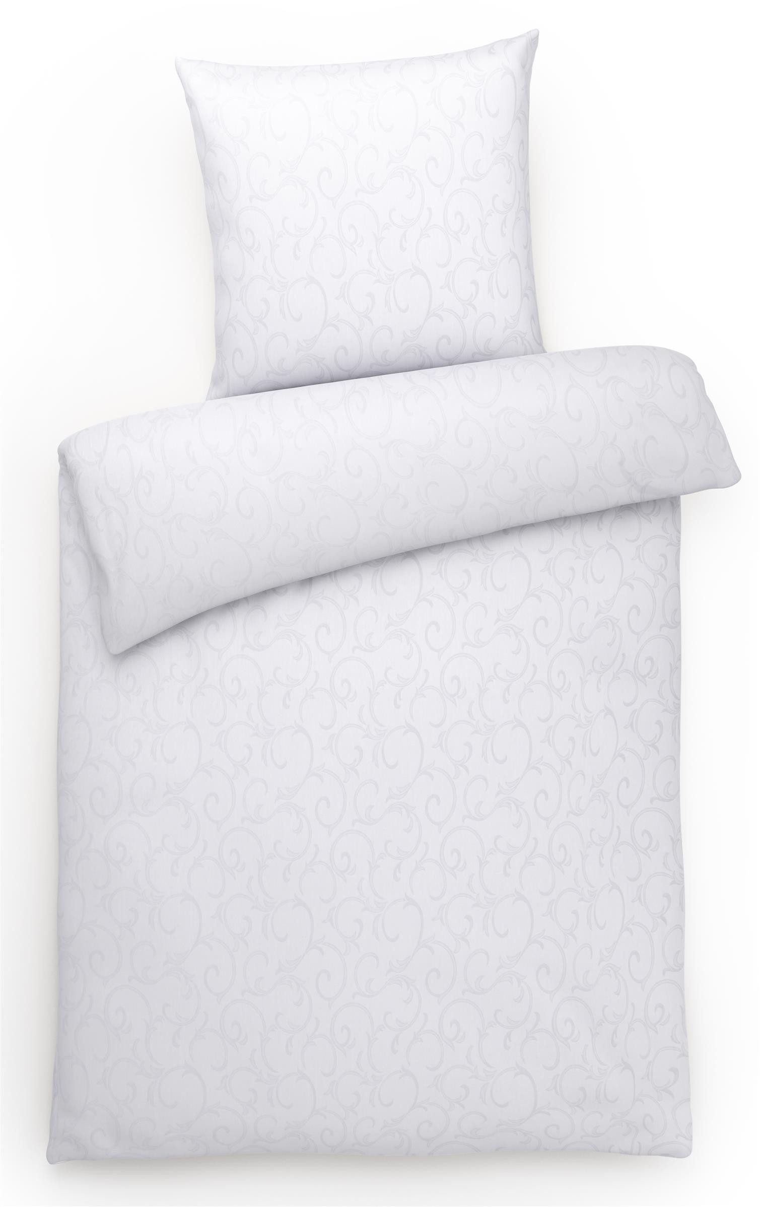 Bettwäsche Elegante Damast Bettwäsche Ornamente Hotelbettwäsche Bettbezug Set, Carpe Sonno, Damast, 2 teilig, Damast Bettwäsche 135x200 Bettwäsche Baumwolle Weiß