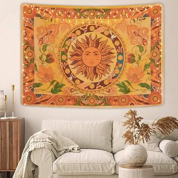 Wandteppich mit brennender Sonne,Wandbehang für Zimmer, 130 x 150 cm, Henreal