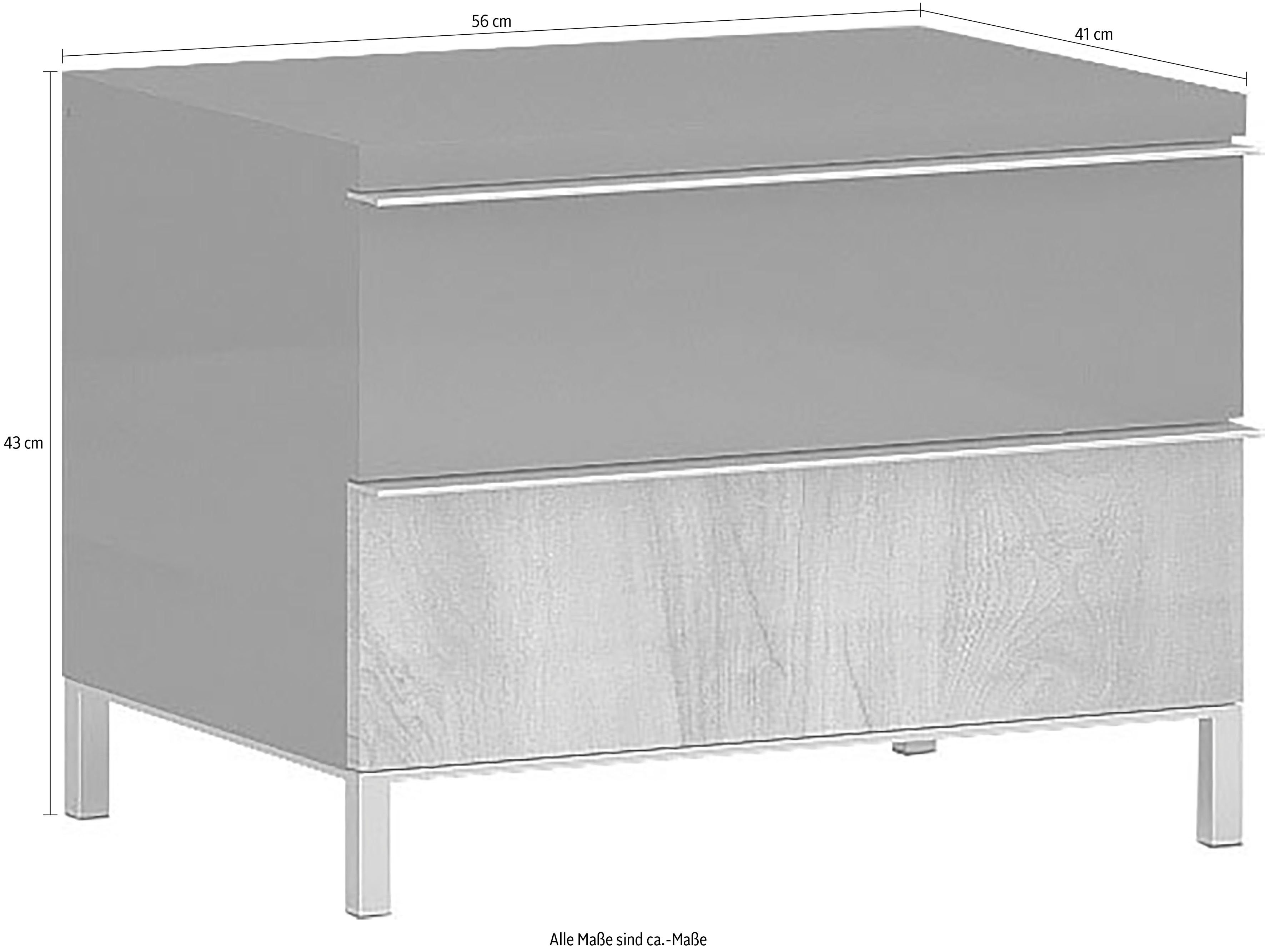 OTTO home Nachtkonsole Onyx, Nachttisch mit 2 oder 3 Schubladen, UV Lackierung Hochglanz, mit Soft-Close-Funktion, Maße (B/T/H) 56/41/43 oder 59cm