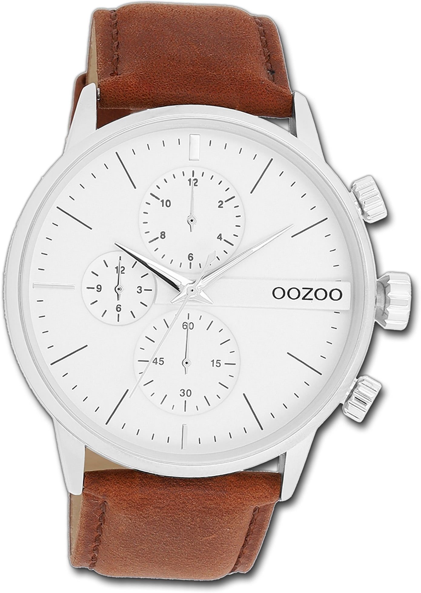 Herrenuhr OOZOO Timepieces, Gehäuse, (ca. Lederarmband rundes groß Oozoo Quarzuhr 45mm) braun, Herren Armbanduhr