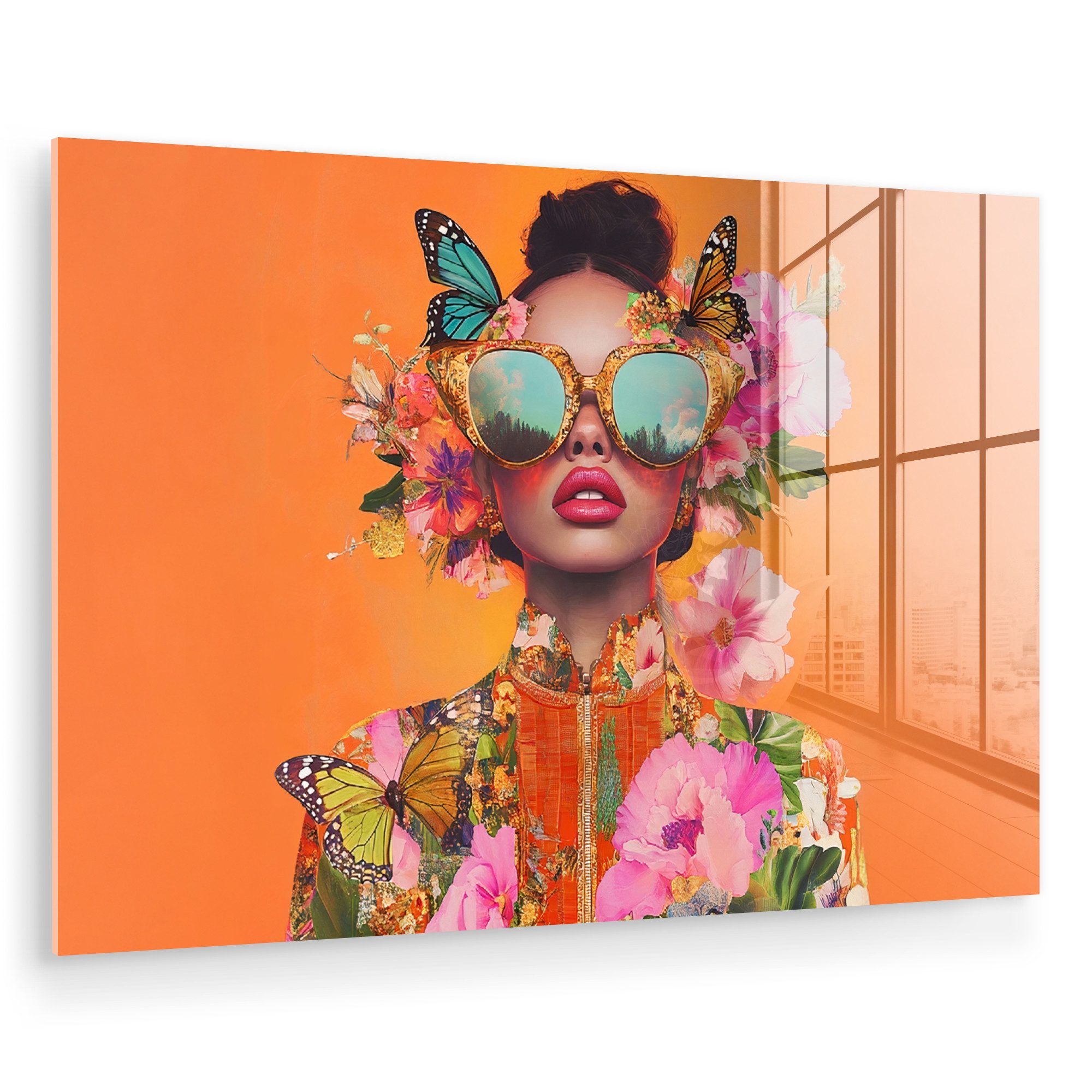 MuchoWow Acrylglasbild Schmetterlinge - Frau - günstig online kaufen