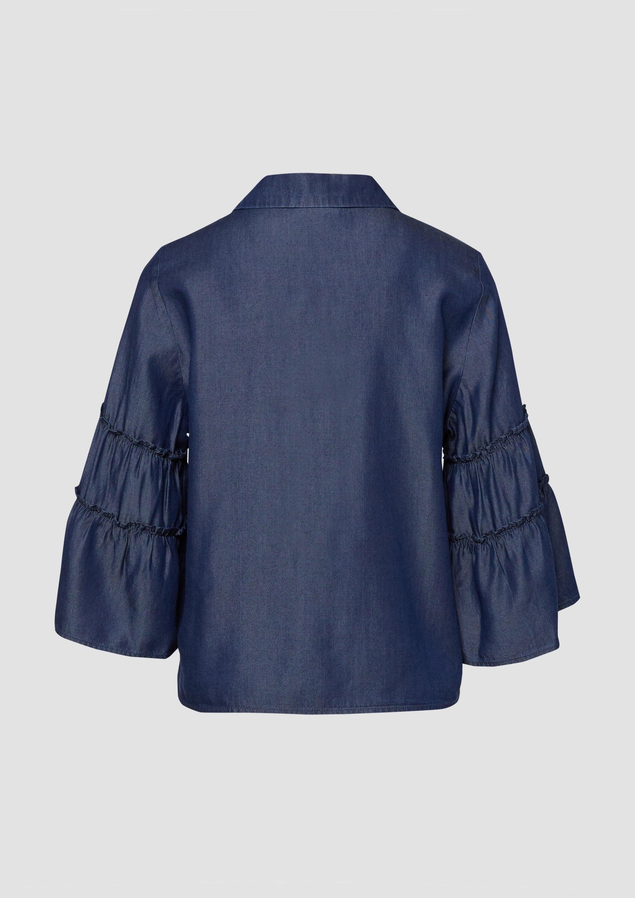 s.Oliver Kurzarmbluse Bluse Lyocell-Bluse mit ausgestellten 3/4-Ärmeln