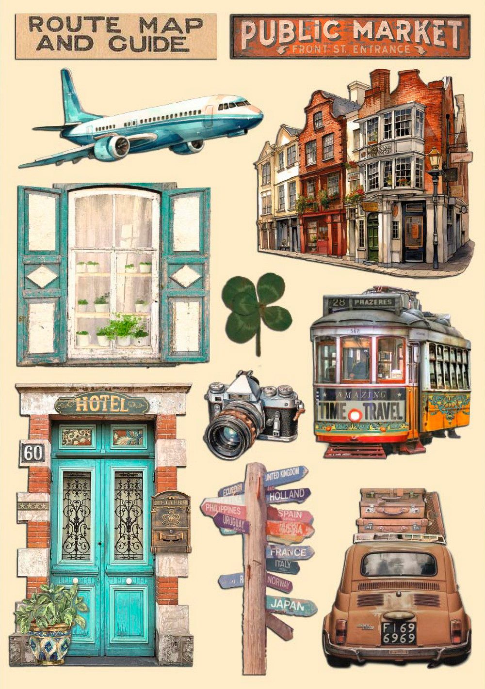 Stamperia Motivschablone Lasercut-Motive 'Art of Travelling', DIN A5