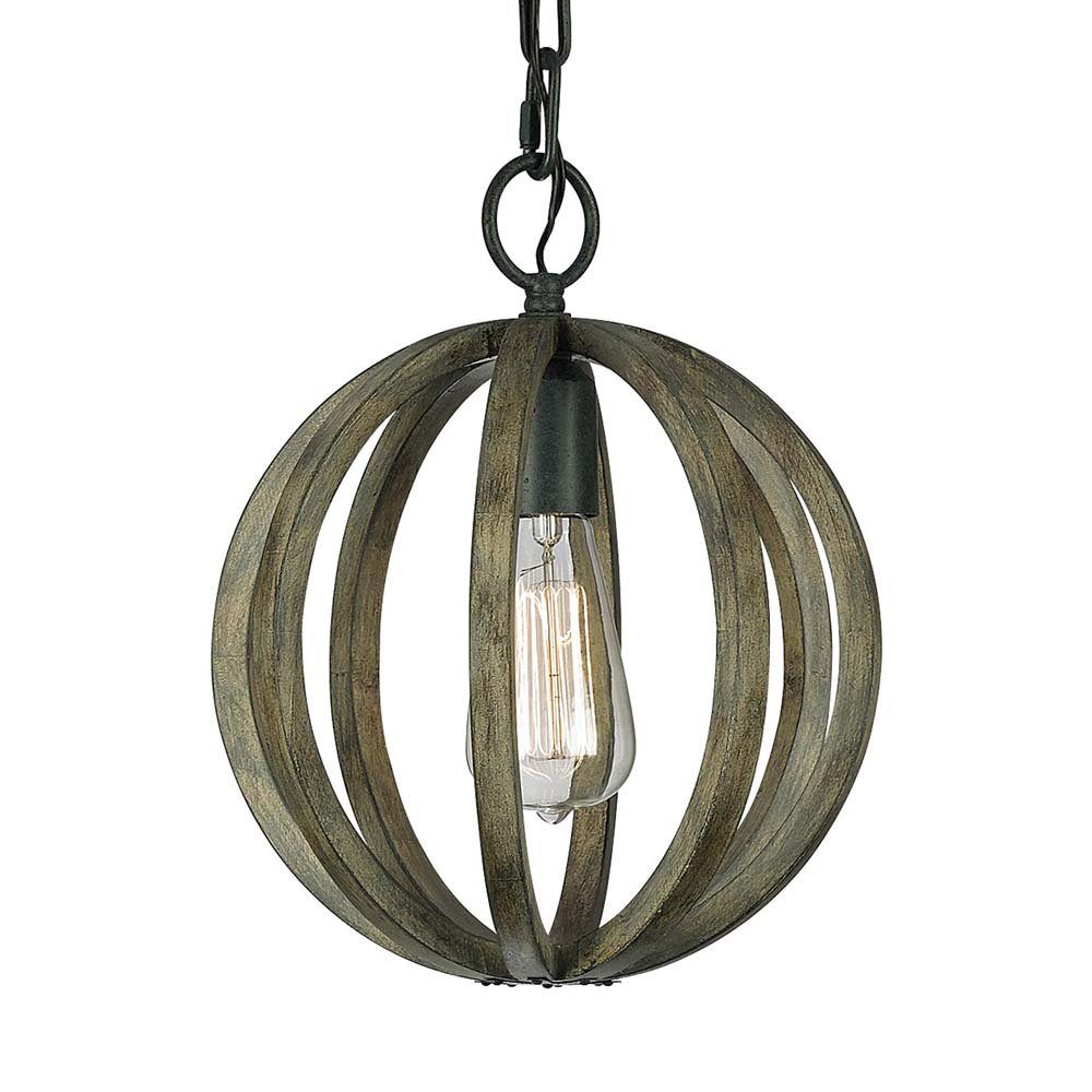 Elstead LIGHTING Hängeleuchte, Leuchtmittel nicht inklusive, Pendellampe Deckenleuchte Hängelampe Eichenholz Eisen D 25,4 cm 1