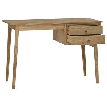 furnicato Schreibtisch mit 2 Schubladen 110x52x75 cm Massivholz Teak