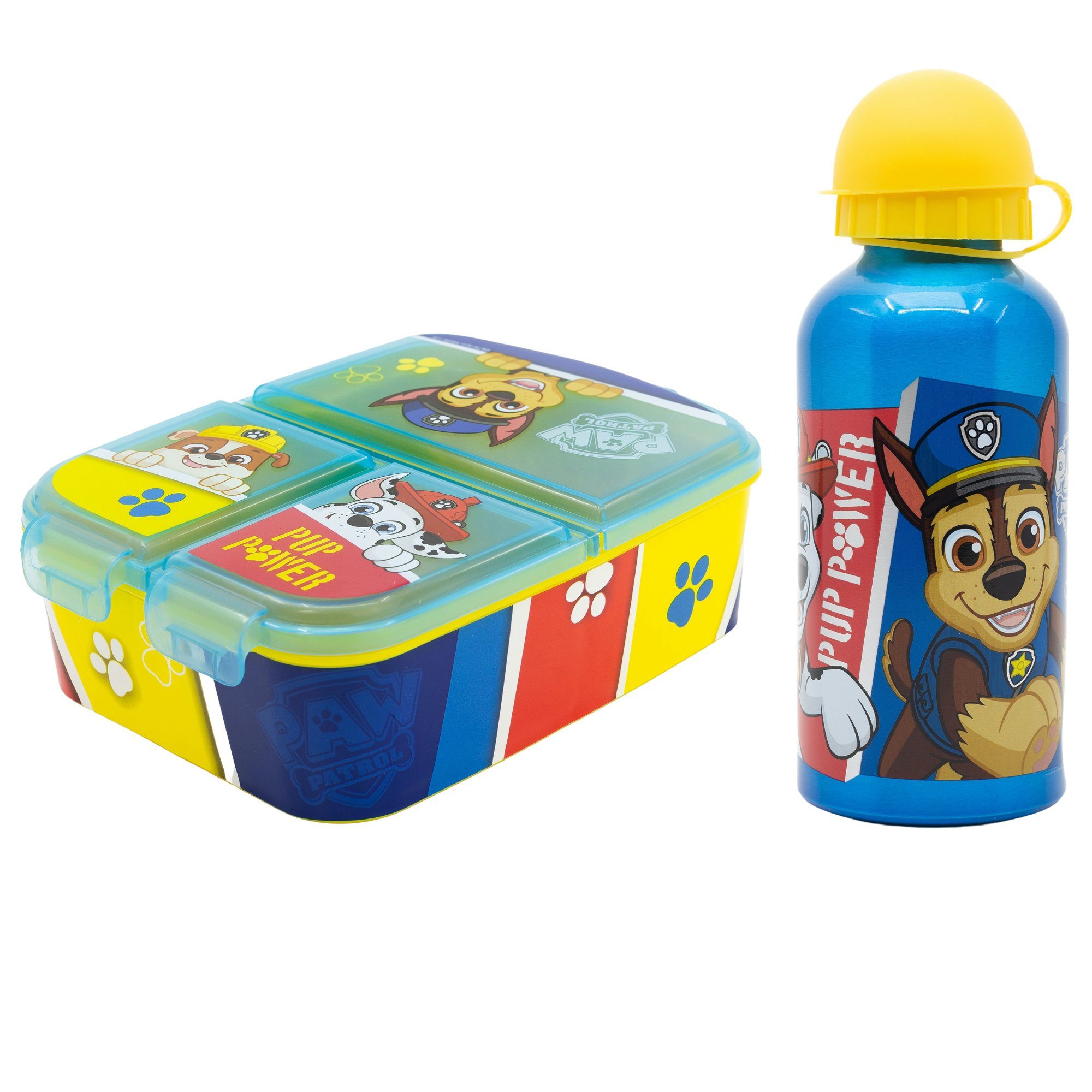 Paw Kinder Alu-Trinkflasche Kunstsoff Marshall Rubble tlg Set, (2-tlg), Chase Lunchbox Brotdose Patrol PATROL Alu, PAW 2