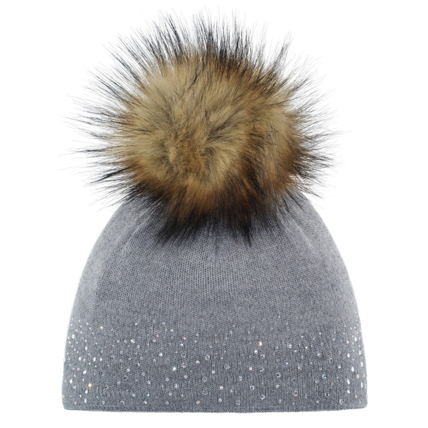 Eisbär Strickmütze Nalin Lux Crystal Mütze für Damen mit Bommel (Stück) Grau