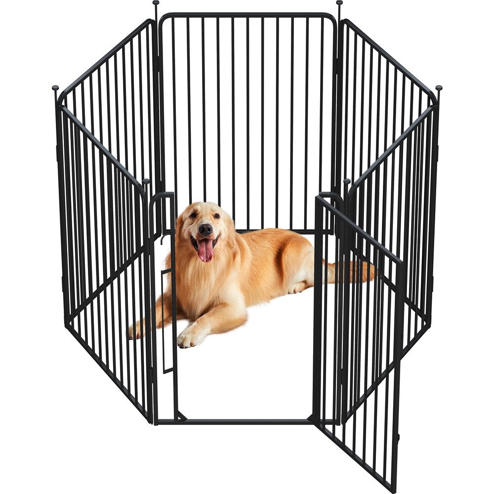 Yaheetech Freigehege Hundelaufstall 80/100 cm Höhe, Welpenlaufstall mit 6 Gitterelemente für Haustiere