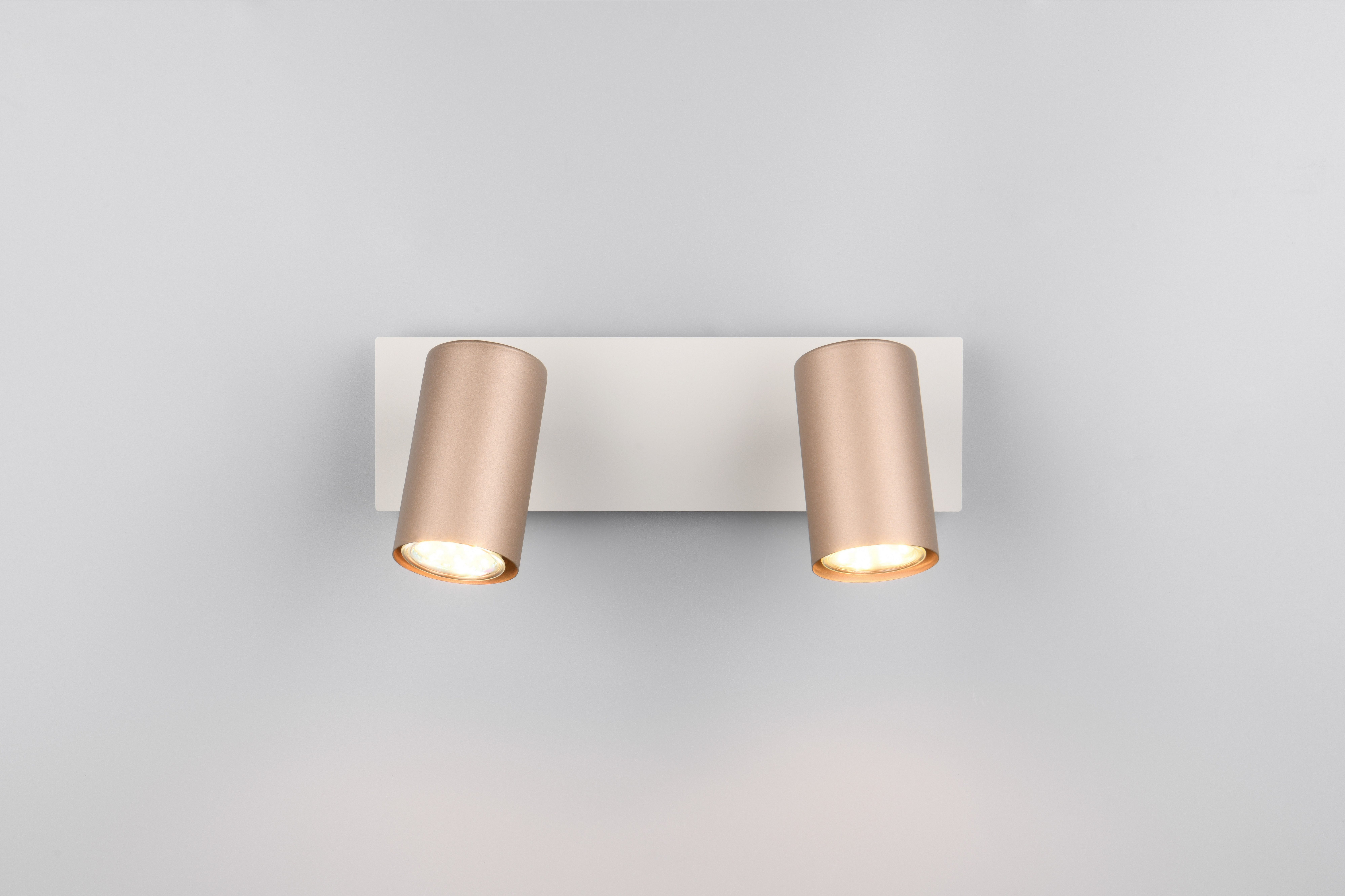 TRIO Leuchten Deckenstrahler MARLEY, GU10 Deckenspot 1-flammig, exkl 2x GU10 max 35W, Wandspot, Leuchtmittel wechselbar, warmweiß - kaltweiß, flexibel verstellbarer GU10 Deckenspot in coffee + warm grey, 30x9 cm