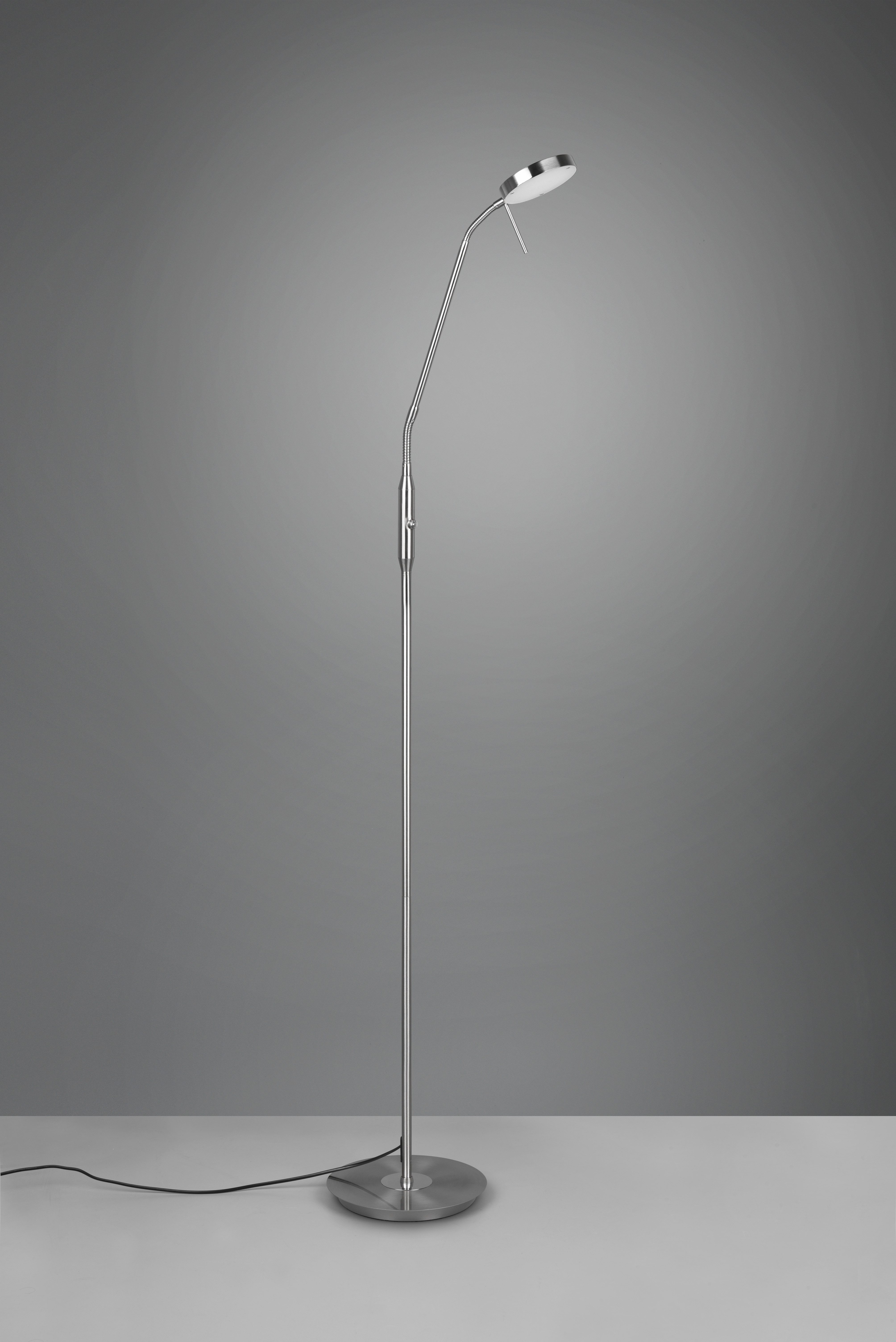 TRIO Leuchten LED Stehlampe MONZA, Stehleuchte mit Sensordimmer Lichtfarbe einstellbar 2300-4000K, Dimmfunktion, Memoryfunktion, LED fest integriert, Farbwechsler, warmweiß - kaltweiß, Leuchtenkopf flexibel verstellbar Memoryfunktion Höhe 145-160 cm