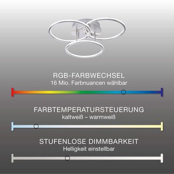 Paul Neuhaus Smarte LED-Leuchte LED Deckenleuchte Q - NEVIO Smart Home, Smart Home, CCT-Farbtemperaturwechsel, Dimmfunktion, Memoryfunktion, mit Leuchtmittel, CCT Lichtfarbwechsel, Fernbedienung, Alexa App