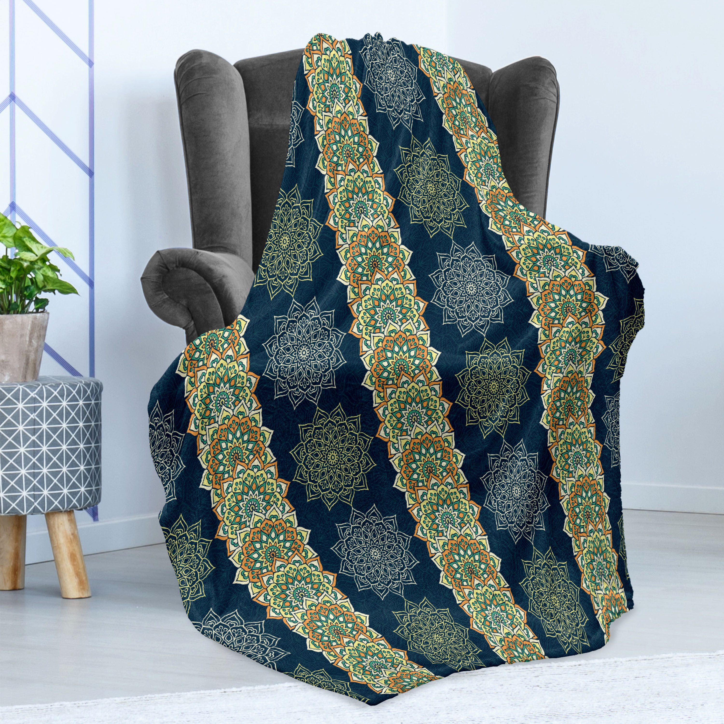 Wohndecke Gemütlicher Plüsch für den Innen- und Außenbereich, Abakuhaus, orientalisch Bohemian marokkanische Motive