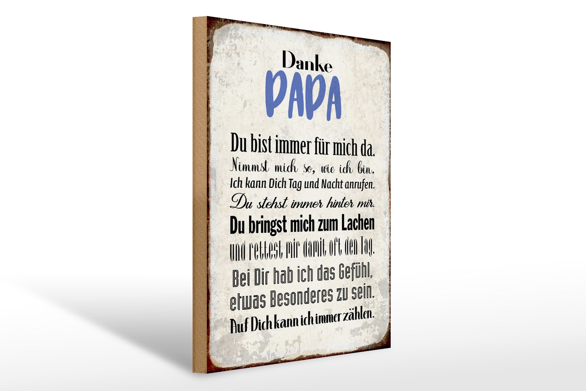 Holzbild Spruch 30x40cm Danke Papa du bist für mich da