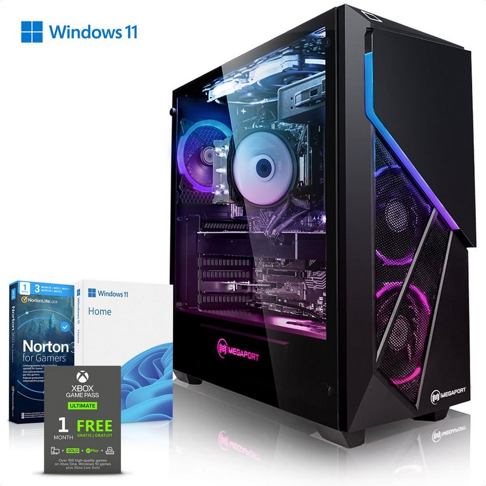 Megaport Gaming-PC (Intel Core i7-12700F 8x2,10 GHz 12700F, GeForce RTX  3050, 16 GB RAM, 1000 GB SSD, Luftkühlung, Windows 11, WLAN)