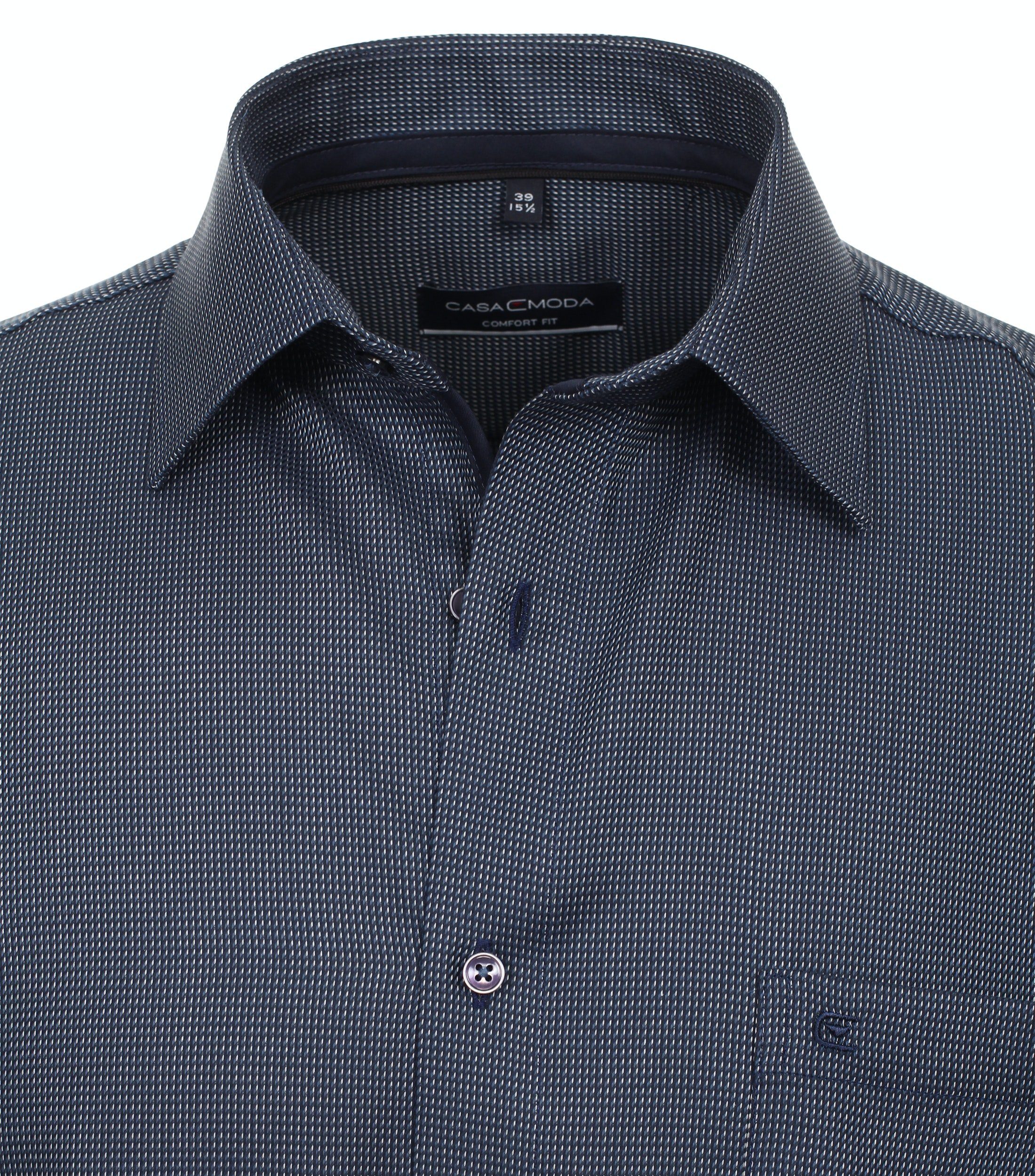 Comfort Businesshemd - - Dunkelblau - Einfarbig Fit CASAMODA dunkles Langarm - Mittelblau Businesshemd