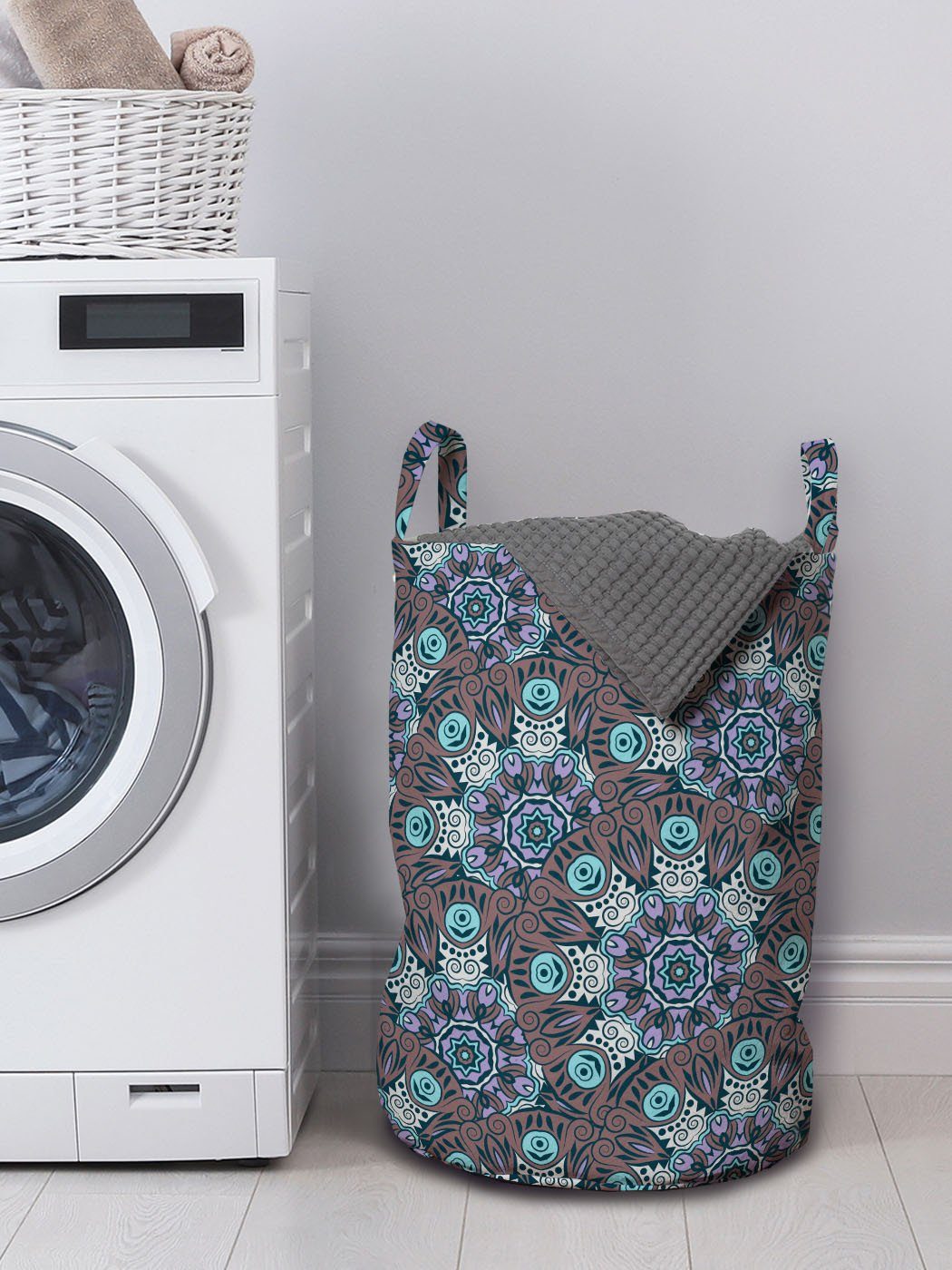 Boho für Griffen Spiralen Abakuhaus mit Kordelzugverschluss Wäschesäckchen Wäschekorb Waschsalons, Motiv und Strudel