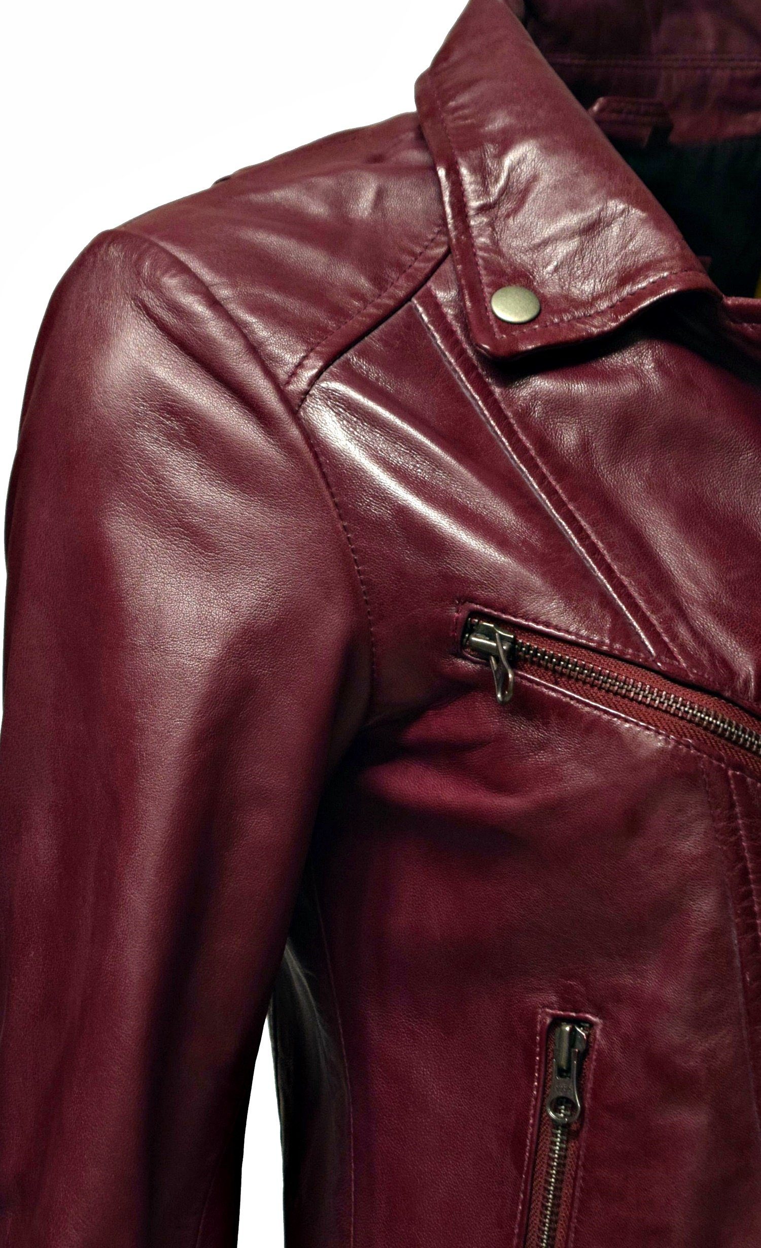 Zimmert Leather Lederjacke Bebie (1-St) Schwarz, Cognac Braun, Rot, weiss