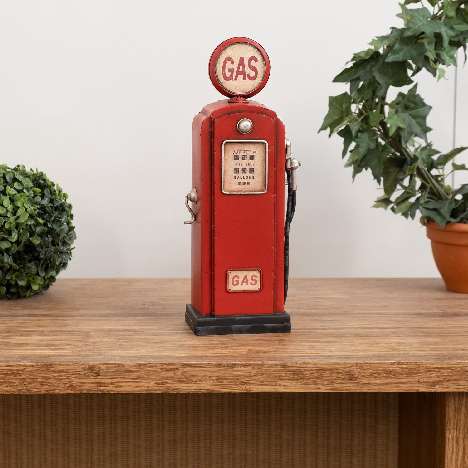 Moritz Spardose Blech-Spardose Zapfsäule Gas rot, Modell Nostalgie Antik-Stil Retro Blechmodell Miniatur Nachbildung – Bild 2 von 5