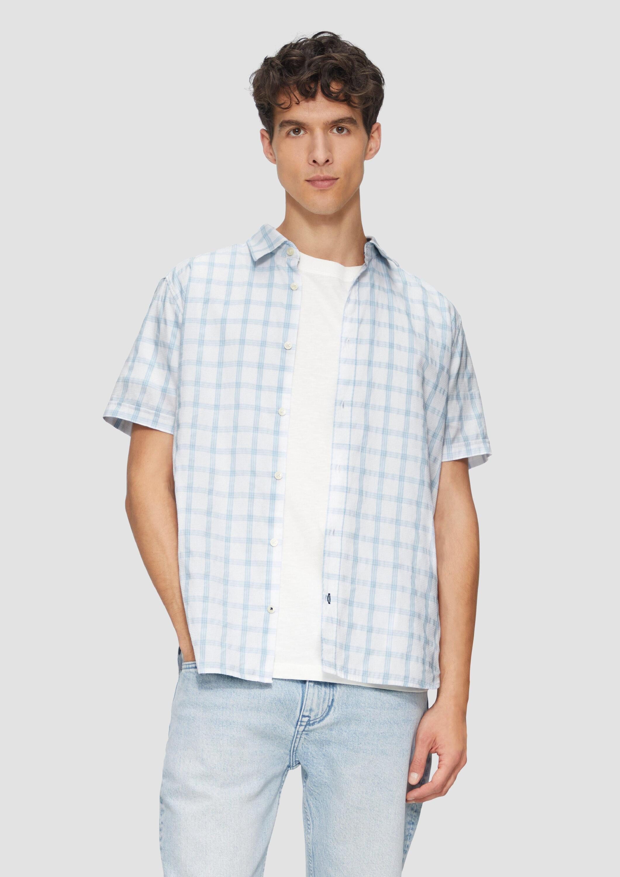 s.Oliver Kurzarmhemd Hemd Regular Fit: Kariertes Kurzarmhemd mit Struktur