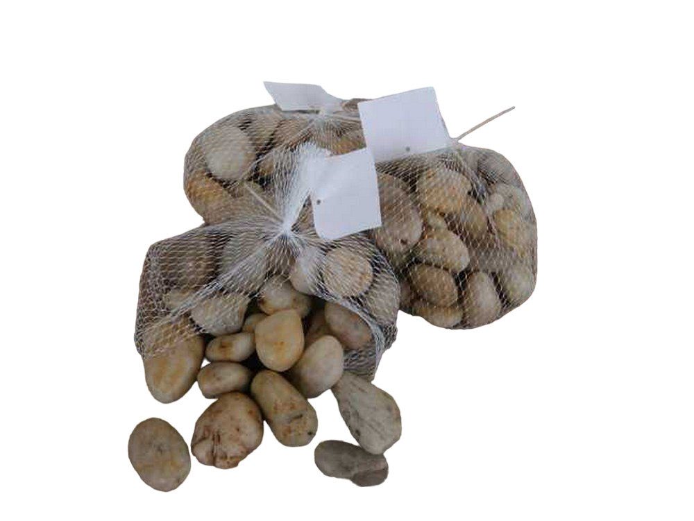 Deko-Impression Dekosteine 3 Kilo Flusssteine Dekosteine Zierkies Flusskiesel creme 3-6 cm, (3-St)