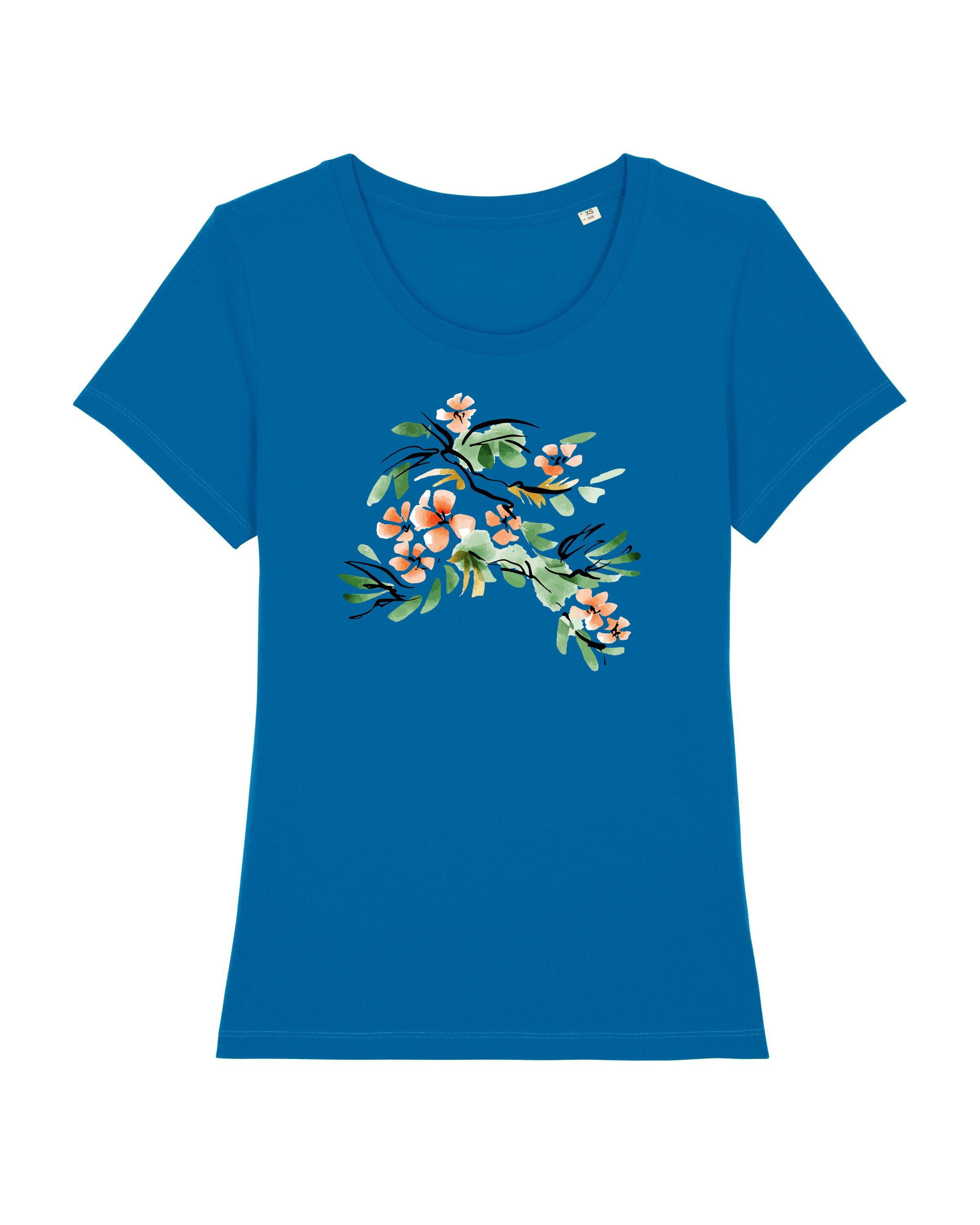06 Blume (1-tlg) Apparel wat? in Wasserfarbe Print-Shirt royalblau