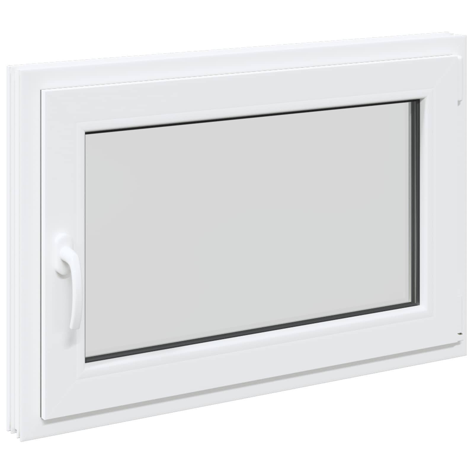 vidaXL Fenster Kellerfenster RISOR 90 x 70 cm PVC und Glas Weiß, (1 St)