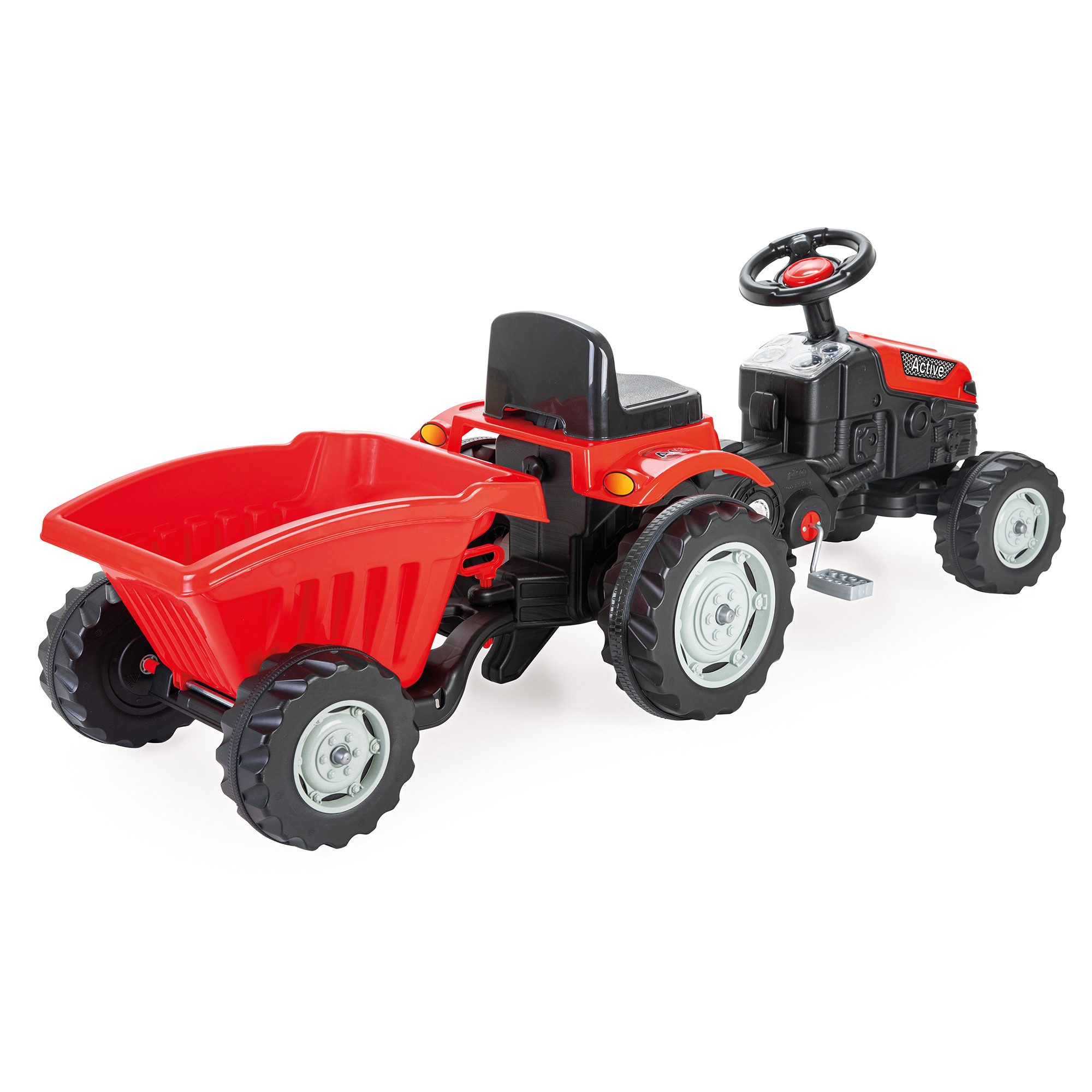 Lemodo Trettraktor Kindertraktor mit Anhänger, Trettraktor ab 3 Jahre