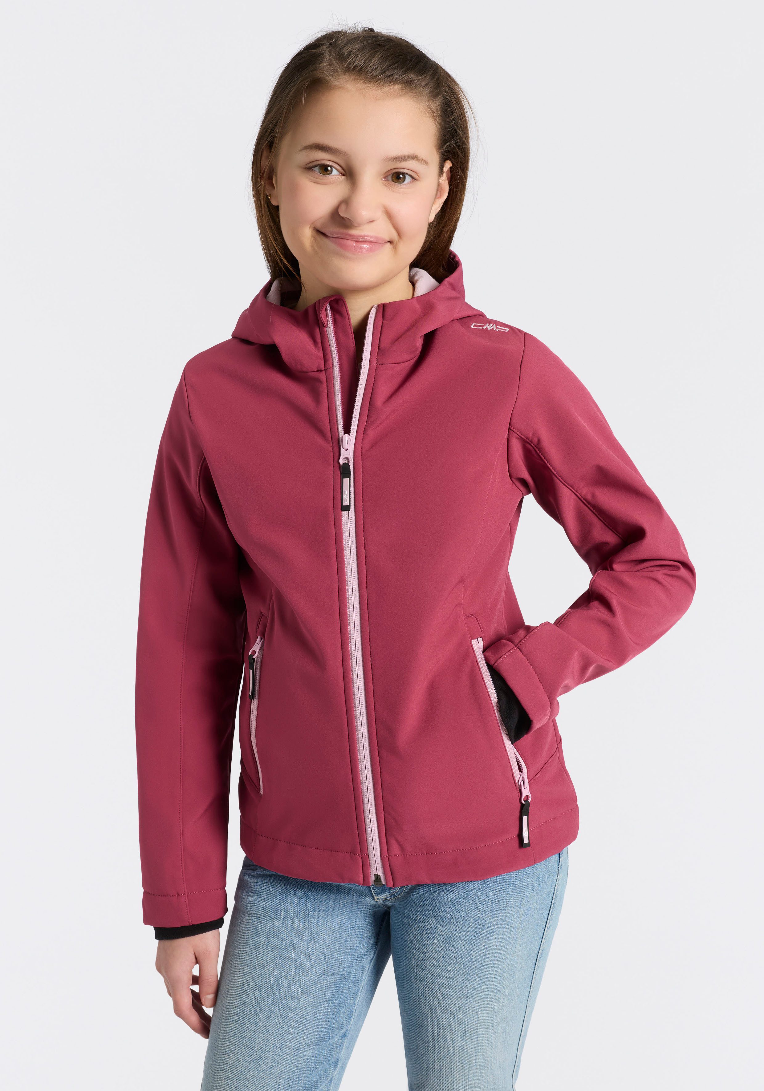 CMP Softshelljacke KID G SOFTSHELL JACKET für Kinder, mit Kapuze, atmungsaktiv, wasserabweisend, windabweisend