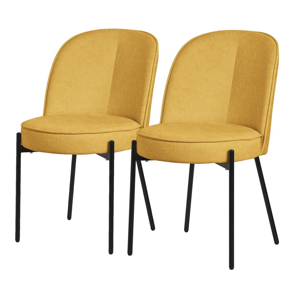 ML-DESIGN Polsterstuhl Esszimmerstühle mit Rückenlehne moderne Design Lounge Küchenstühle (2 St), Esstischstühle 2er Set Senf Küchenstuhl Stahl Polyester bis 120 kg