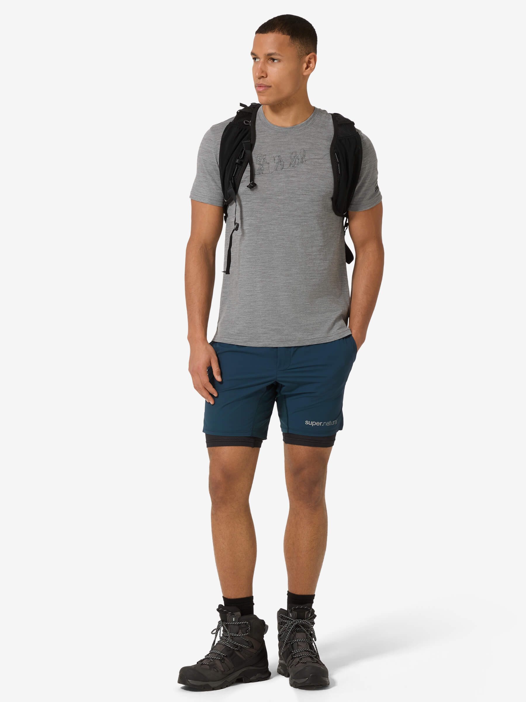 SUPER.NATURAL Shorts Merino Laufhose M DOUBLE LAYER SHORTS leicht mit Merino-Innenhose