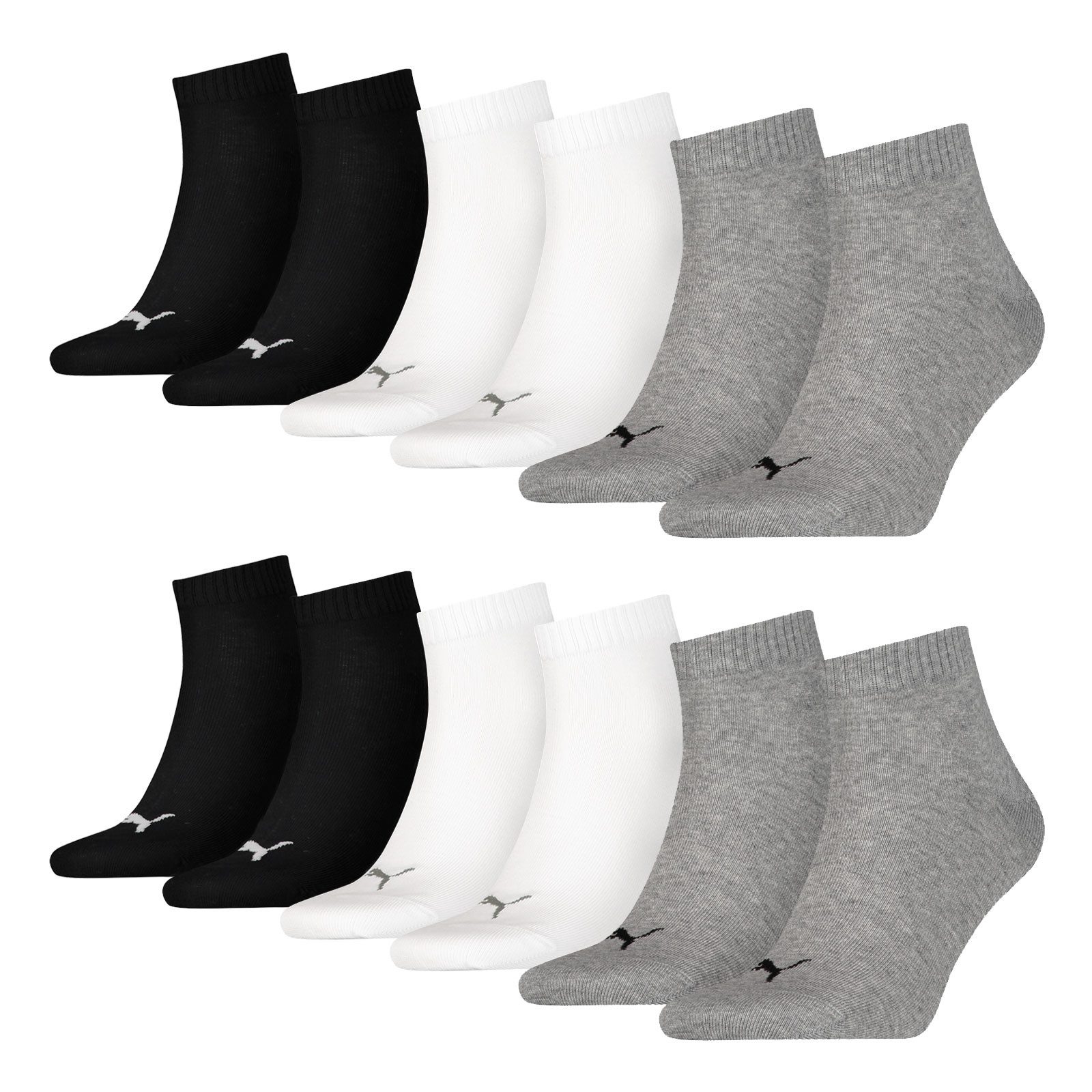 PUMA Freizeitsocken Quarter Socken (6-Paar) mit Cat-Logo und PUMA-Schriftzug