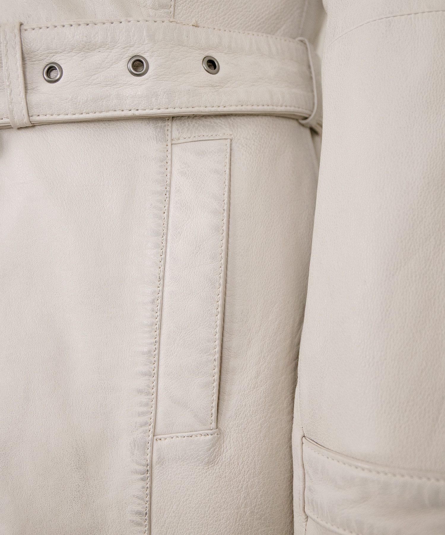 Mauritius Ledermantel MWLeonne Mauritius - Damen Trenchcoat Ledermantel Lammnappa ivory