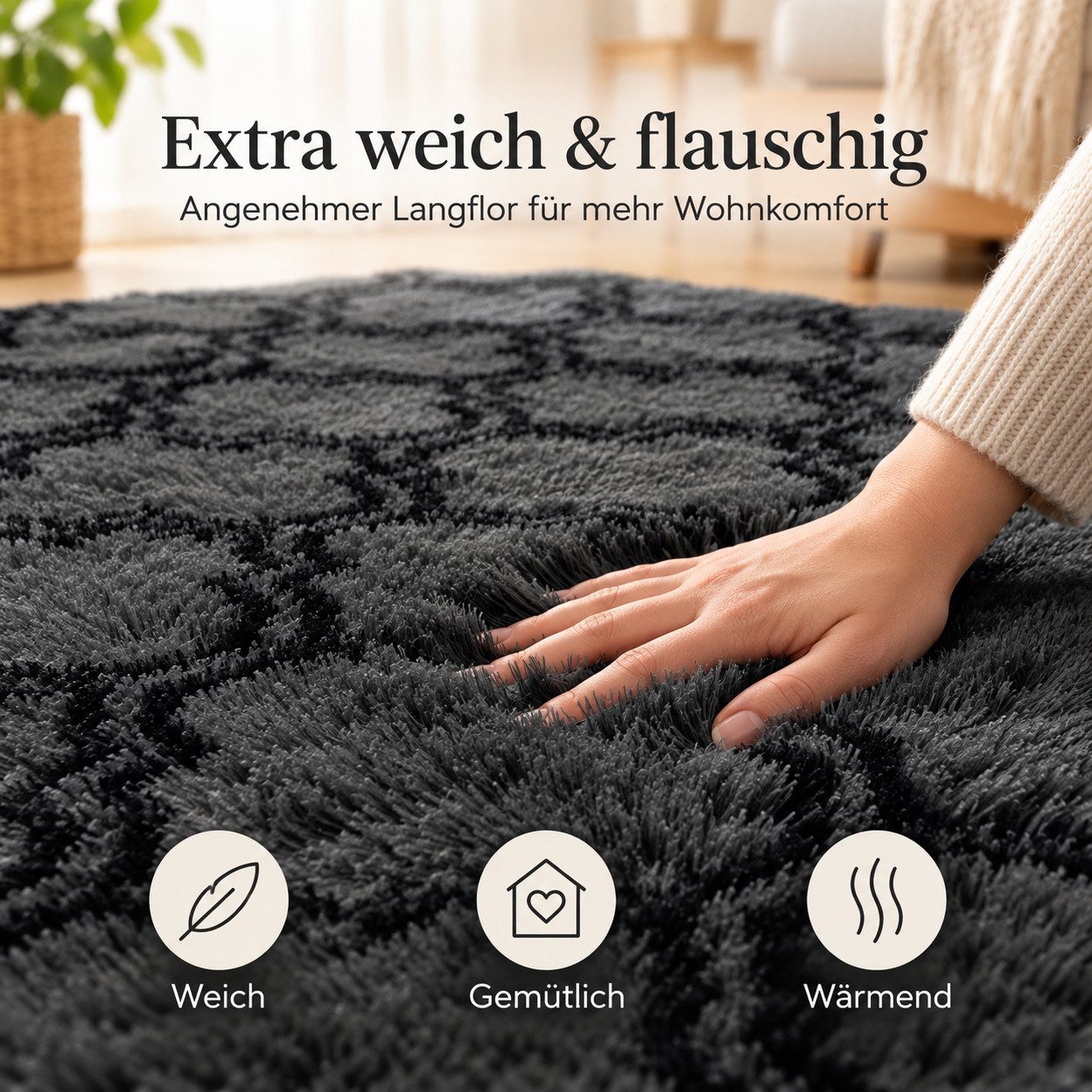Lochas Hochflor-Teppich Hochflor-Teppich Shaggy, weich, waschbar und tierfreundlich – Bild 4 von 5