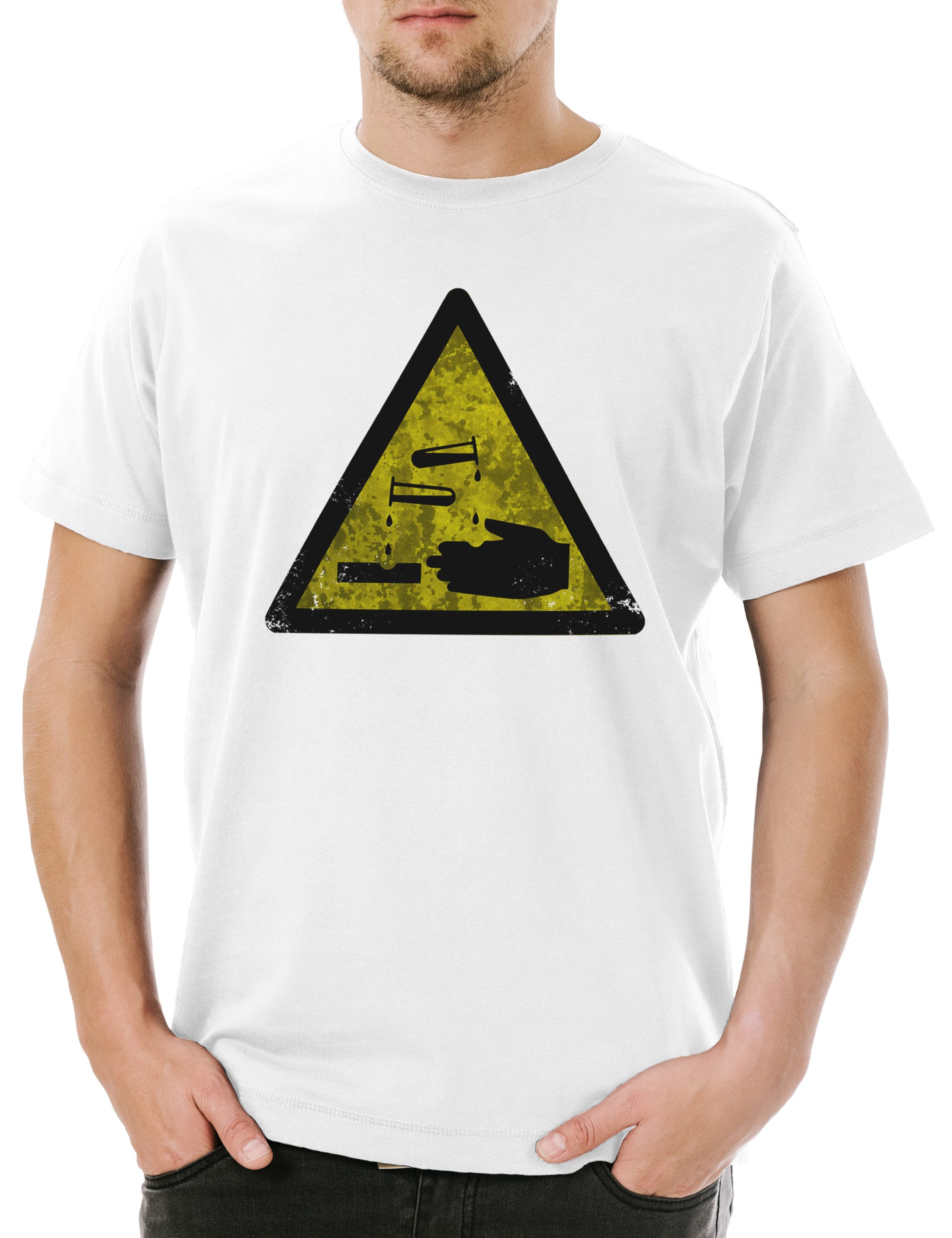 Print-Shirt Caution Acid Vintage Logo Sign Herren T-Shirt Säure Ätzend Schild