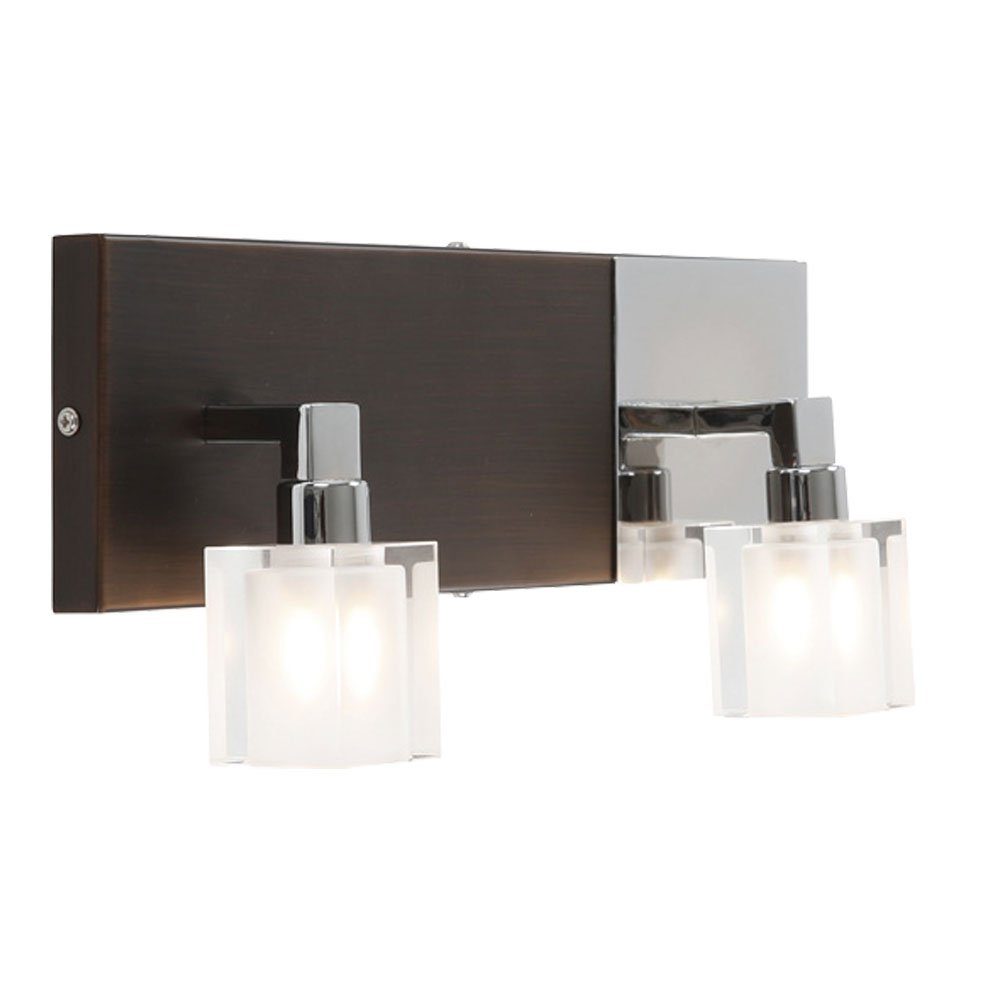 Globo LED Wandleuchte, Leuchtmittel nicht inklusive, Design Wand Leuchte Holz dunkel Strahler Lampe chrom Flur Küchen