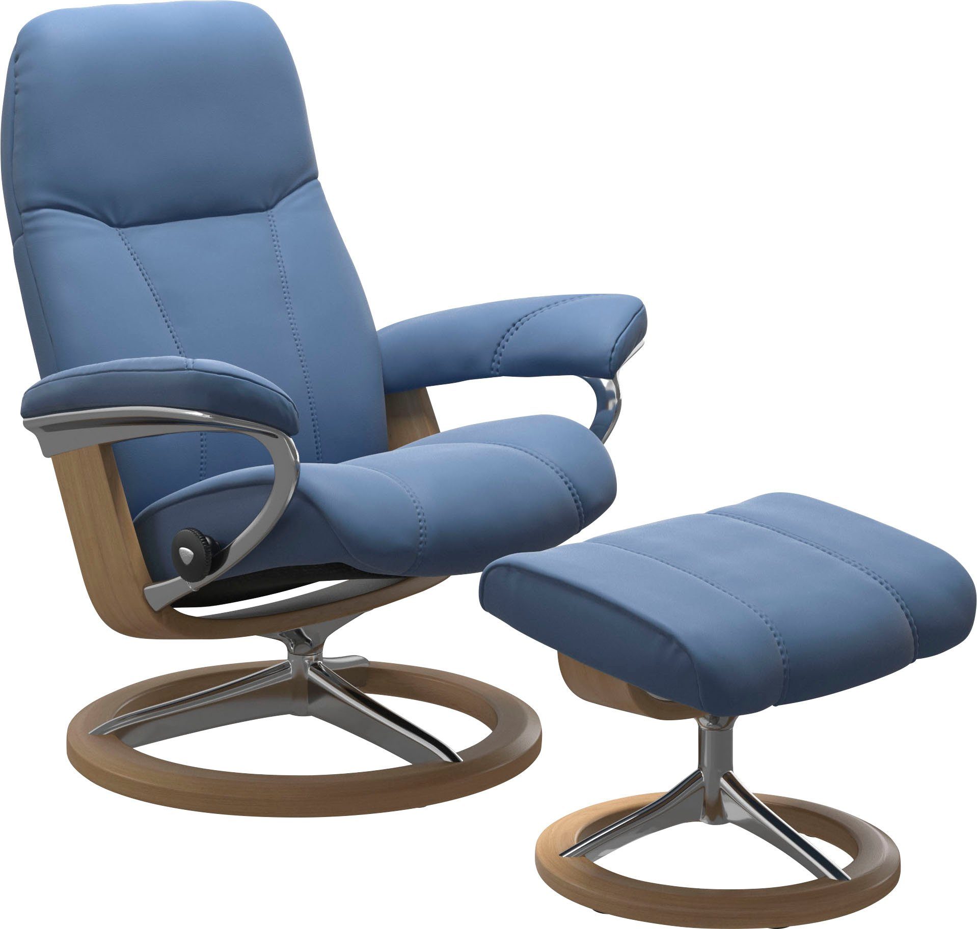 Stressless® Relaxsessel Consul (Set, Relaxsessel mit Hocker), mit Hocker, mit Signature Base, Größe S, Gestell Eiche