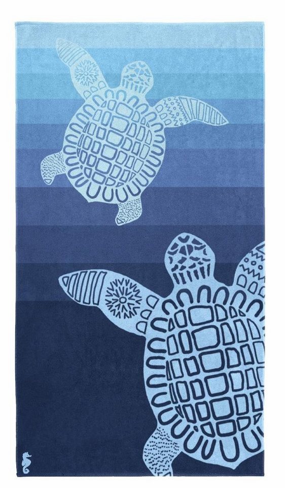 (1-St), Turtle, Jacquard-Velours mit Schildkröten Seahorse Motiv Strandtuch