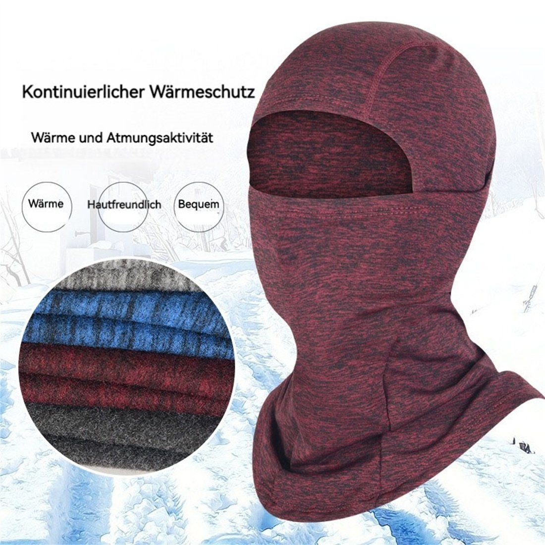 DÖRÖY Sturmhaube Winter Outdoor Warm Kopfbedeckung, Kälteschutz Masken Ski Reiten Schwarz