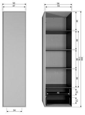 WOOOD Garderobenschrank Daily H 200 cm x B 50 cm x T 58 cm