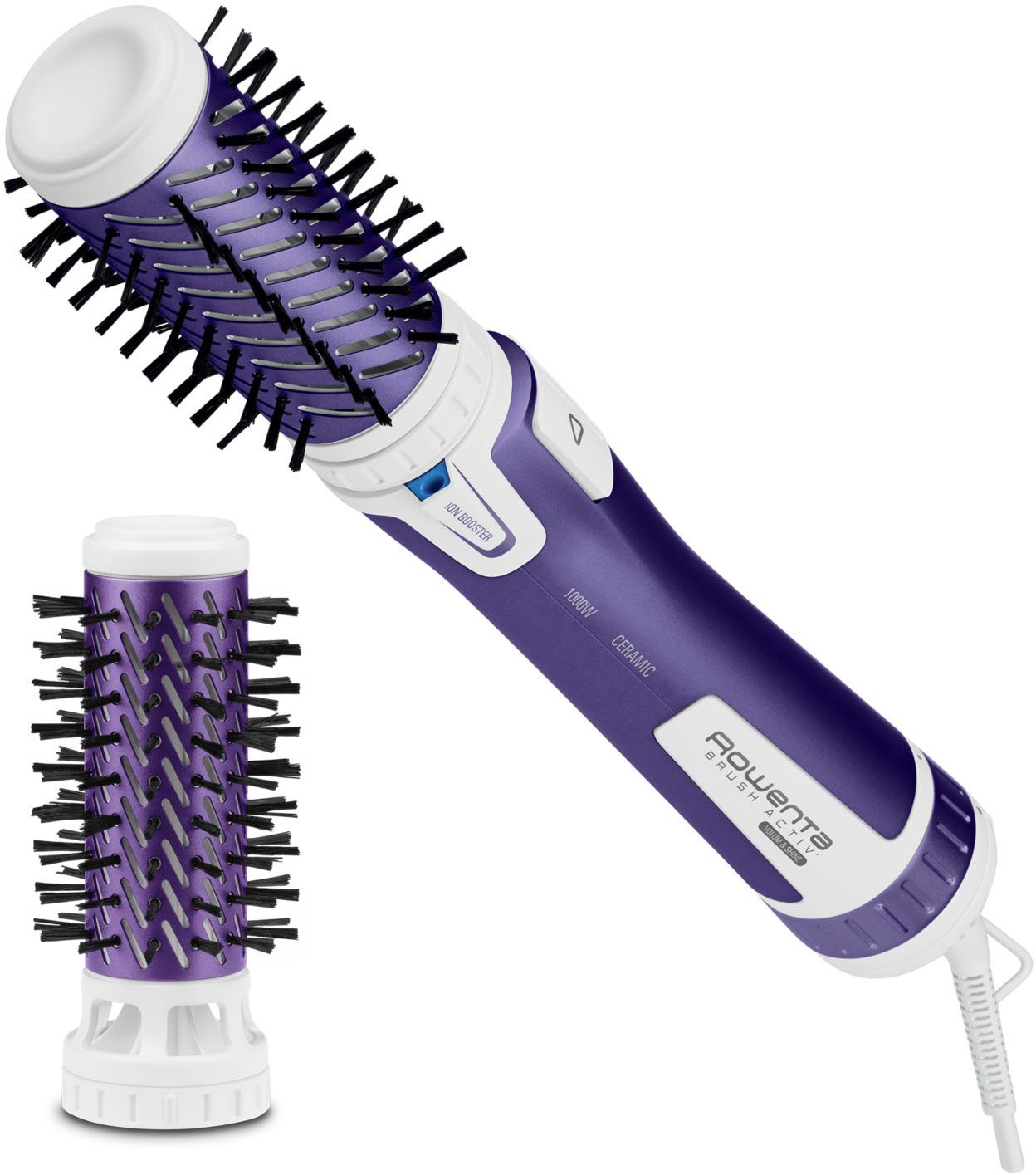 Rowenta Warmluftbürste Brush Activ Volume & Shine, rotierend, 2 Bürstenköpfe, Keramikbeschichtung, 3 Geschwindigkeitsstufen, Kaltstufe, CF9530