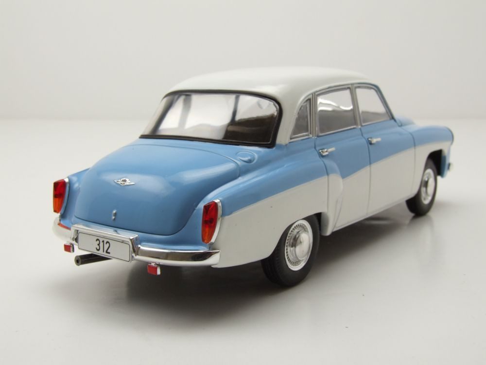 Whitebox Modellauto Wartburg 312 1965 hellblau weiß, Maßstab 1:24