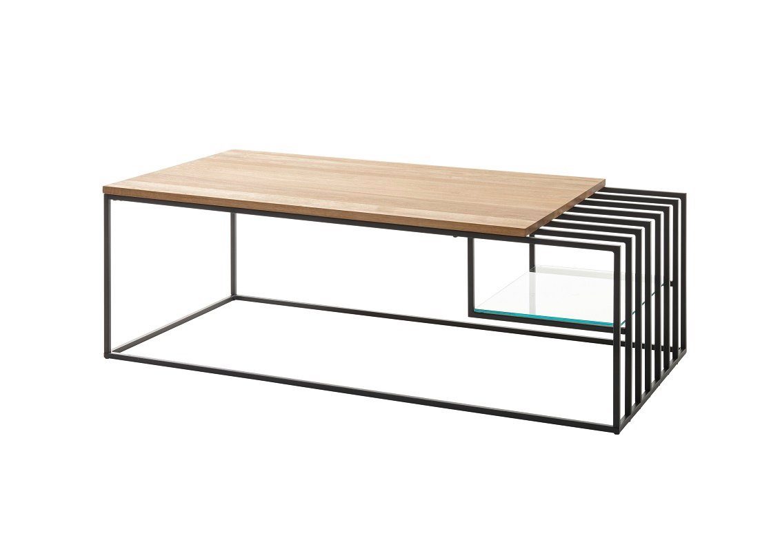 MCA furniture Couchtisch Couchtisch Juba, Eiche massiv, 120x60, Eichefarben / schwarz (no-Set), Breite 120 cm,Tischplatte aus Massivholz