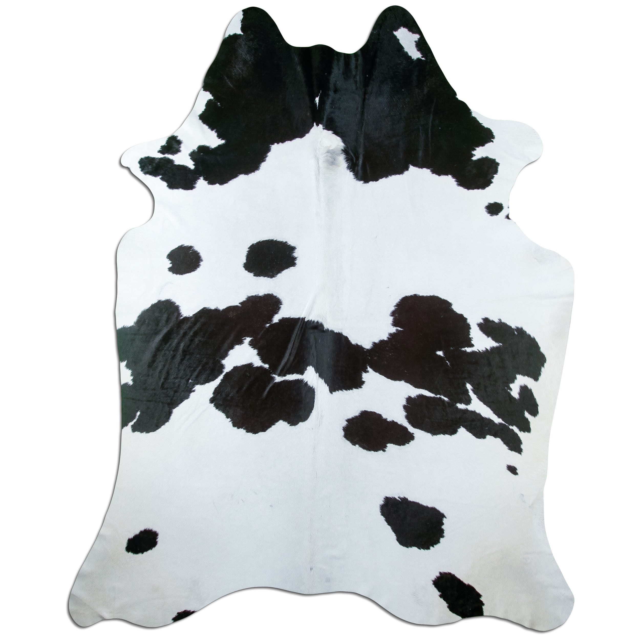 Livorio Fellteppich L247 x B196 cm - schwarz weiß, Kuhfell, Premium Kuhfell Teppich, Rinderfell, Echtfell, black and white
