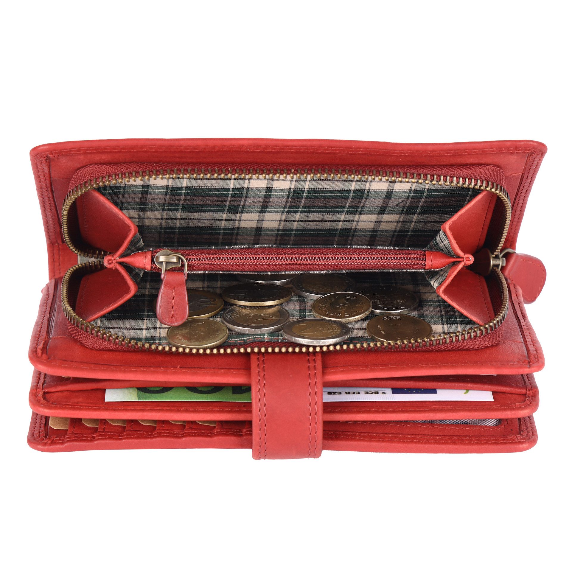 Benthill Geldbörse Damen Groß Leder Portemonnaie RFID Vintage XXL Geldbeutel Echt-Leder, RFID-Schutz Kartenfächer Münzfach Reißverschlussfach – Bild 5 von 5