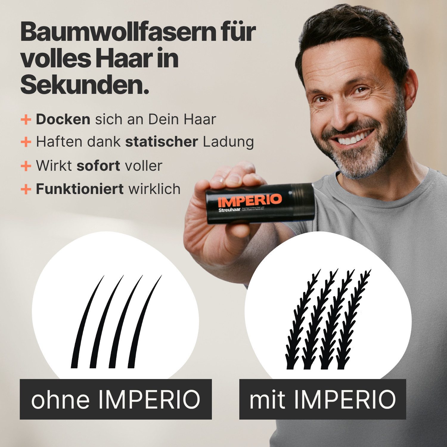 IMPERIO Haarpuder Streuhaar zur Haarverdichtung & vollem Haar in Sekunden - 26g – Bild 3 von 5