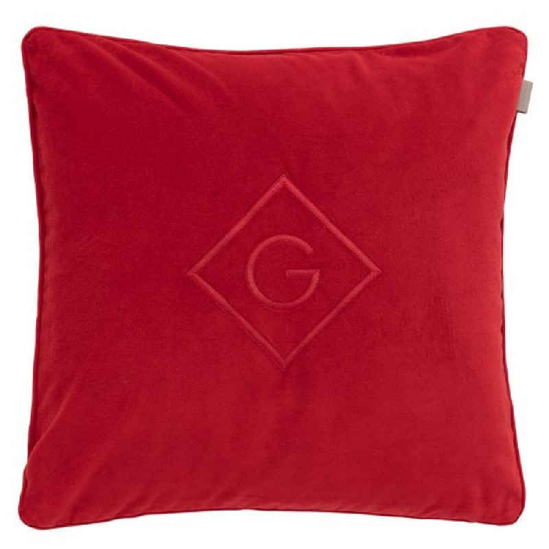 Kissenhülle Gant Home Kissen Velvet G Cushion Samtkissen Ruby Red (50x50cm), Gant